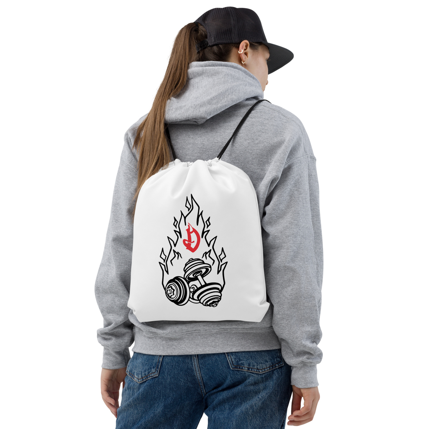 Flame Dumbbell Drawstring bag