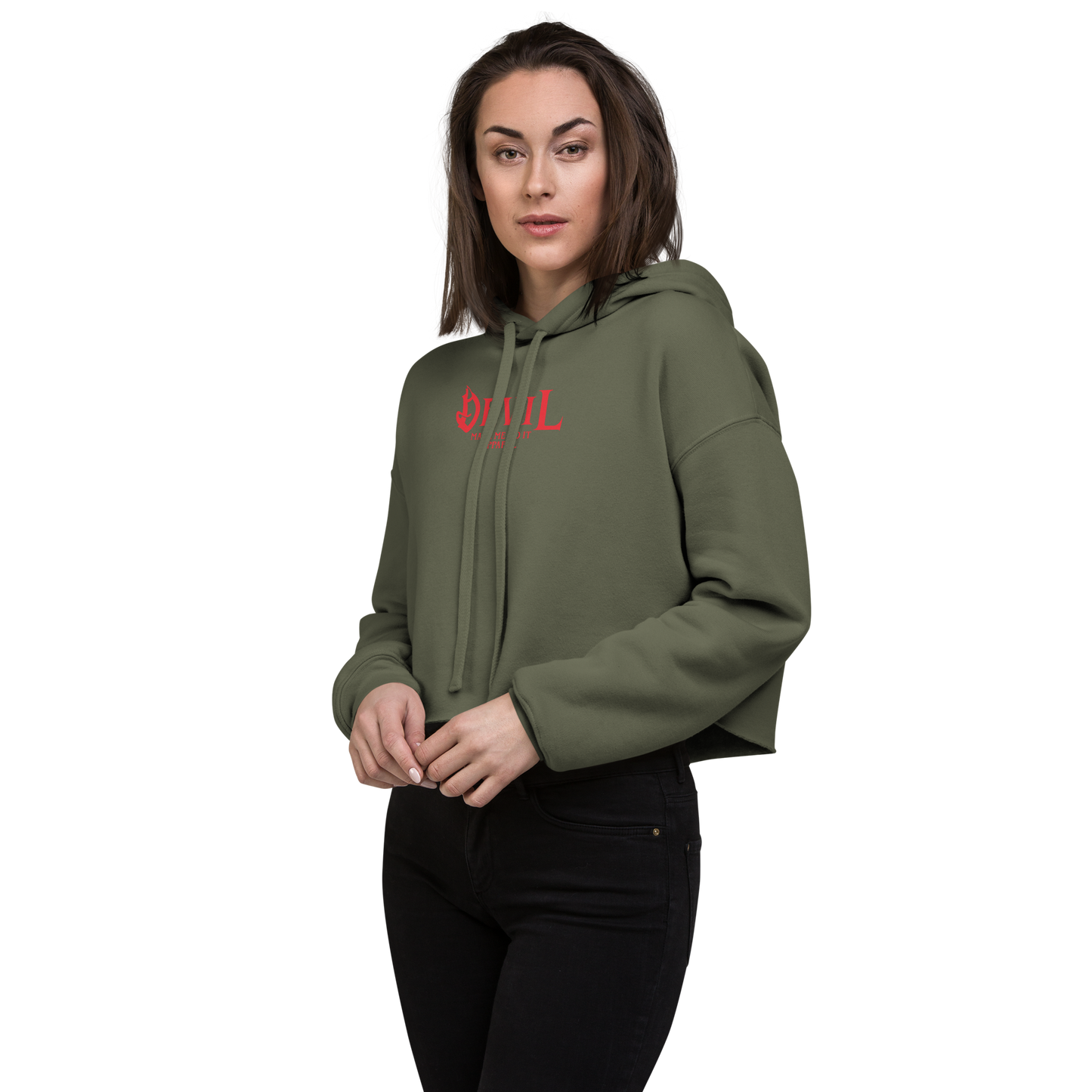Womens- Devil Dumbbell- Crop Hoodie