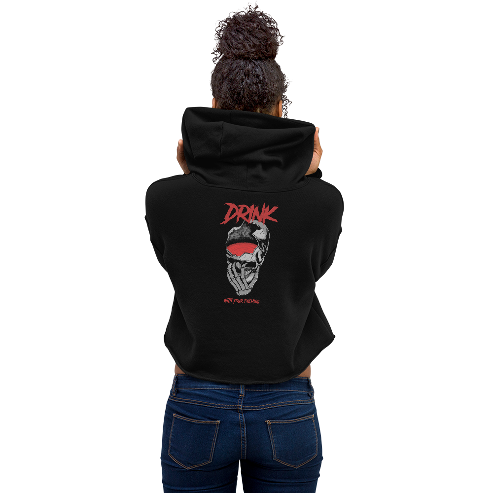 Womens- Drink with your Enemies- Crop Hoodie Black