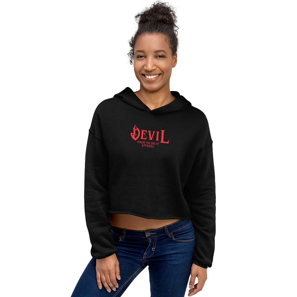 Womens- Devil Dumbbell- Crop Hoodie