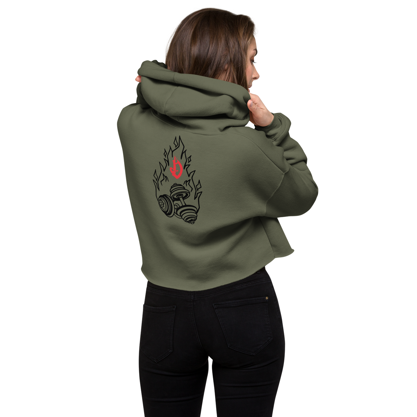 Womens- Devil Dumbbell- Crop Hoodie