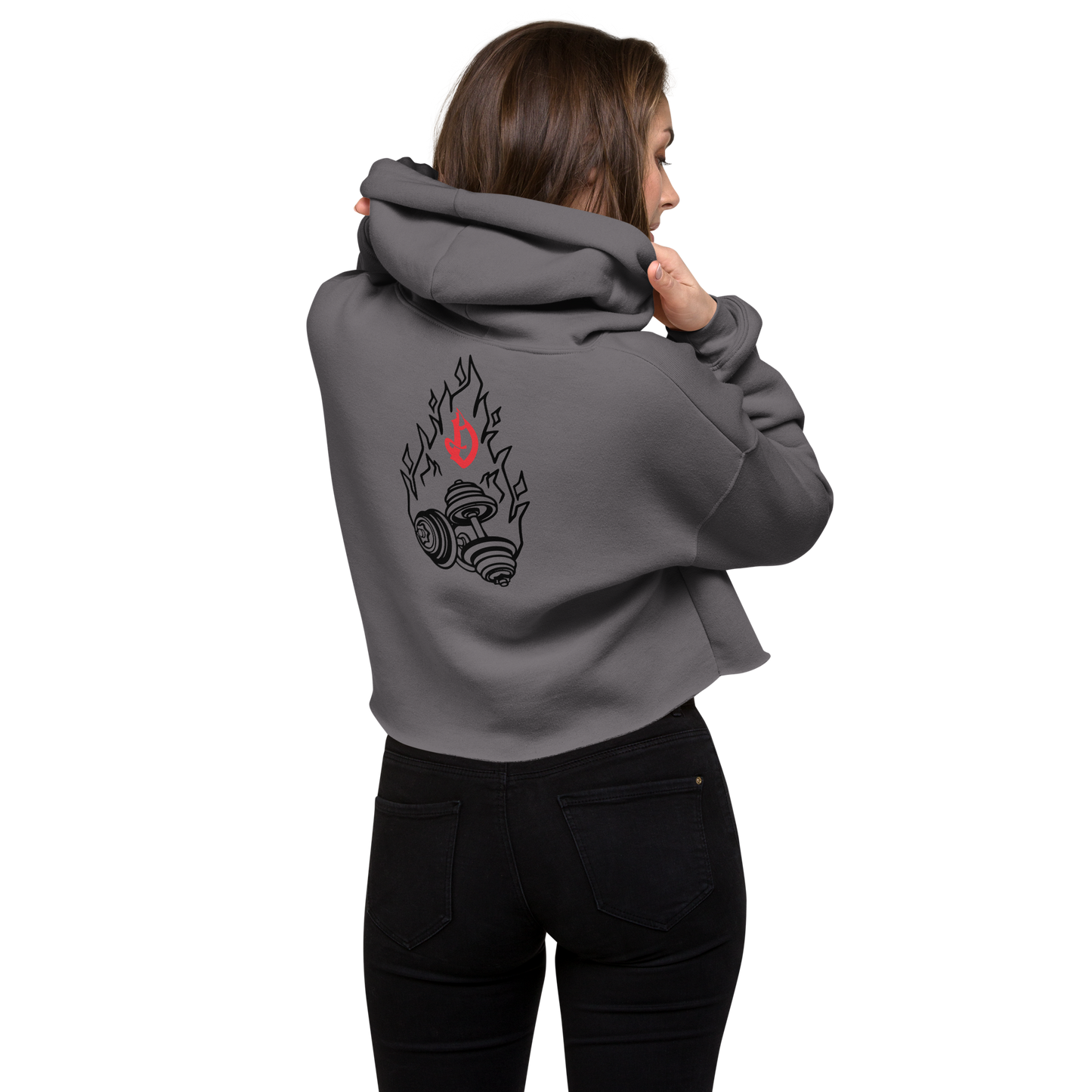 Womens- Devil Dumbbell- Crop Hoodie