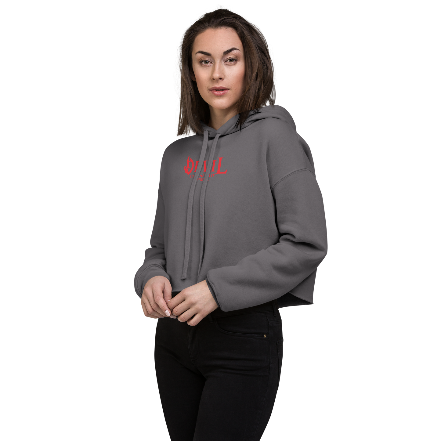 Womens- Devil Dumbbell- Crop Hoodie