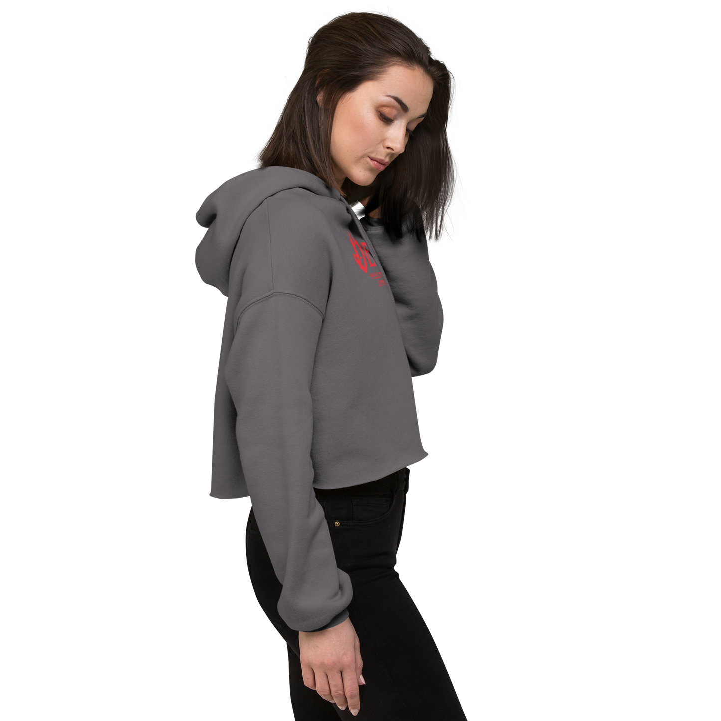 Womens- Devil Dumbbell- Crop Hoodie